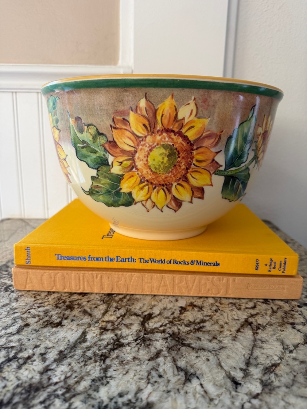 jcpenney Yellow & Green Sunflower Ceramic Serving Bowl